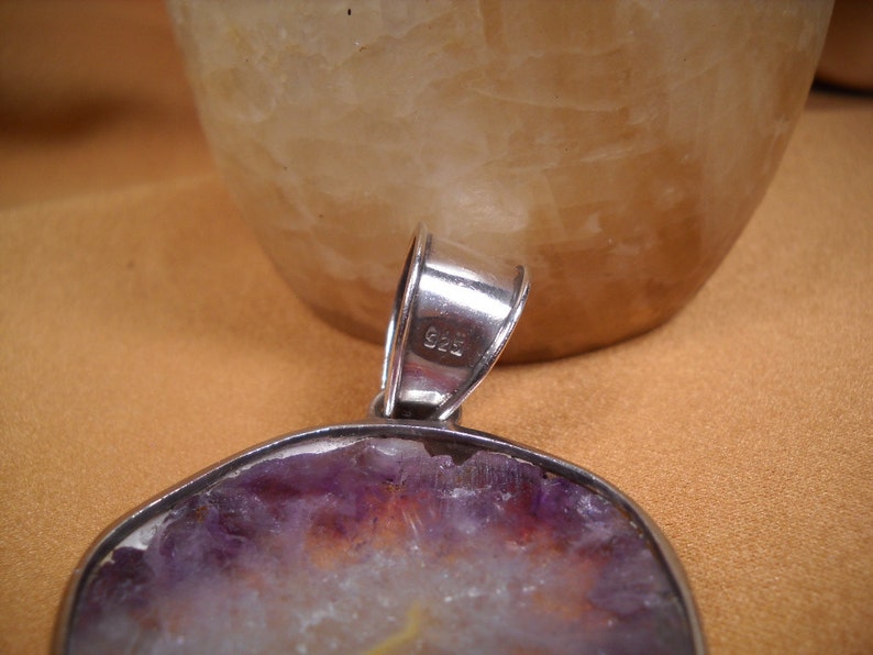 AMETHYST and SILVER PENDANT, Slice of Amethyst encased in silver, Amethyst Pendant, Amethyst Jewelry, Healing Amethyst, Slice of Amethyst, image 4