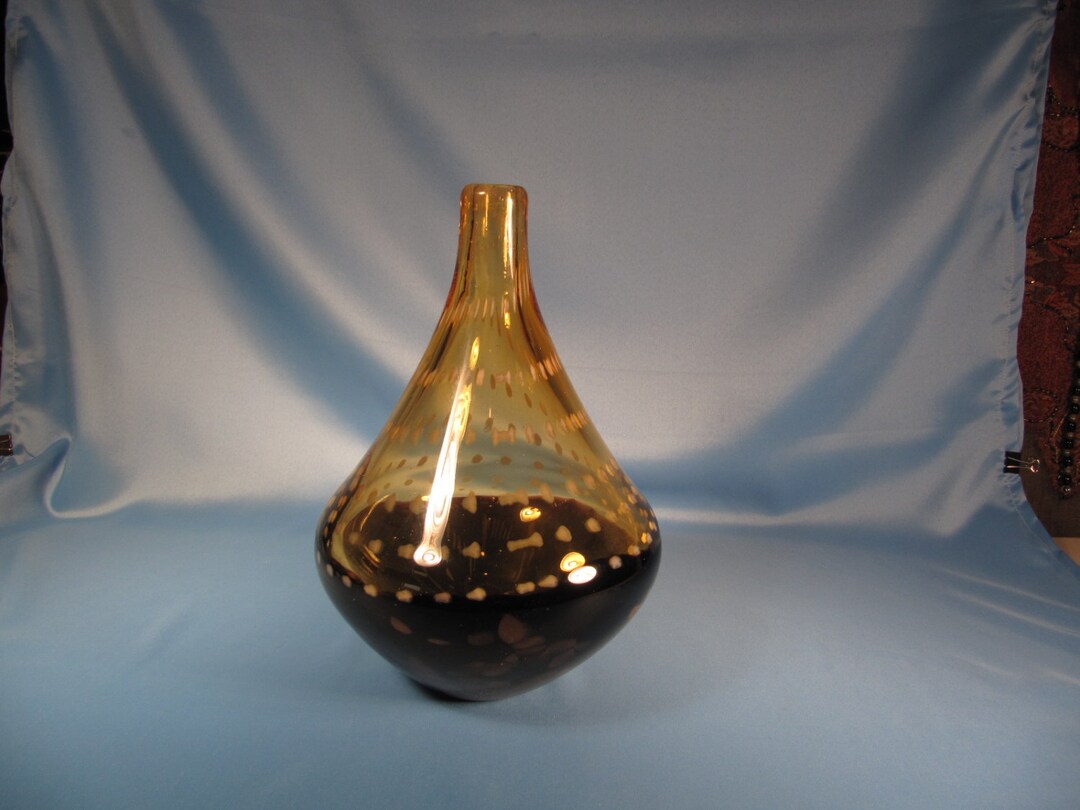 DALE TIFFANY HAND Blown Large Glass Vase Amber Sparkle Etsy