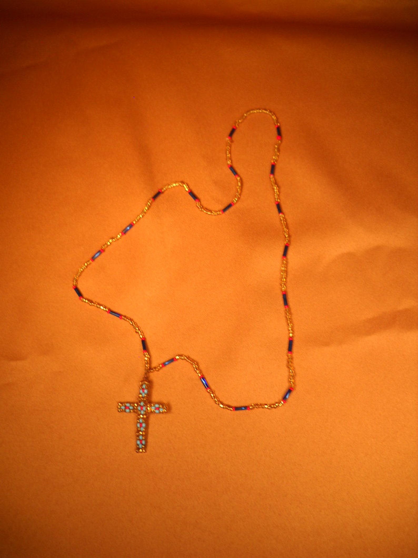 BEADED CROSS NECKLACE 23inch Necklace of Beads and Crucifix Etsy