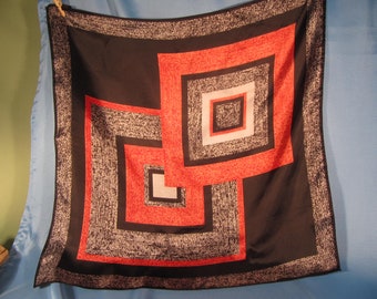 Vintage Rhodia Italian Scarf, Geometric Acetate Scarf, 1970s Fashion