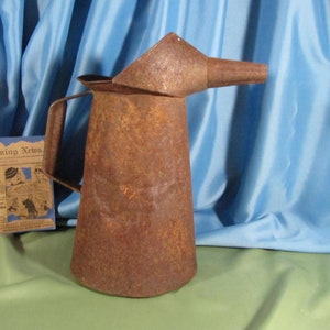 Primitive Oil Can, Antique Spouted Pitcher, Metal Oil Can, Man Cave Decor, Rustic Oil Can, Industrial Decor, Primitive Can, Farm Decor, Old