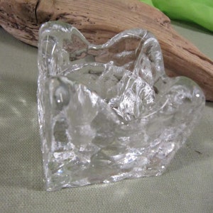 ICE CUBE SHAPE Glass Votive Holder, Vintage Candle Holder, Tea Light Holder, Vintage Cut Glass, Diamond Cut Votive, Antique Glass, Antique C