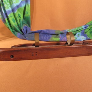 ANTIQUE WEAVING SHUTTLE by Watson and Williams Mfg Millbury Massachusetts, Weaving Shuttle with Brass hoops, wood and brass antique shuttle