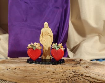 Statue de Jésus vintage Allemagne de l'Ouest, statue religieuse, sacré-coeur vintage, statue catholique, figurine de Jésus, sculpture de Jésus, art religieux