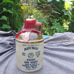 PLATTE VALLEY JUG Straight Corn Whiskey, McCormick Distillery Weston Missouri, Empty Whiskey Jug from 1973,Empty Whiskey Bottle 1973 whiskey