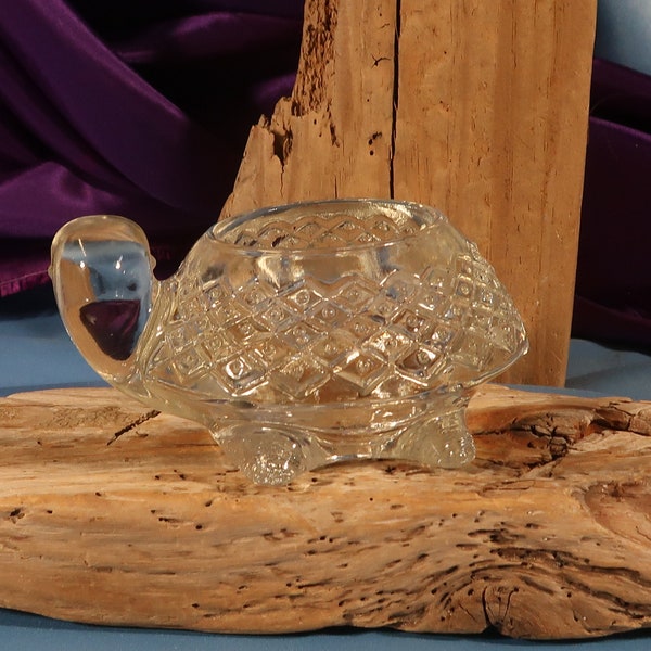 GLASS TURTLE VOTIVE Glass Votive Holder, Vintage Candle Holder by Avon, Tea Light Holder, Vintage Cut Glass, Diamond Cut Votive, Antique Gla