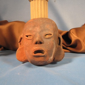 REPRODUCTION CHOKWE MASK, Terra Cotta Wall Hanging African Masks, Tibal African Mask, Ceremonial Africa Mask of Clay Ethnic Congo Mask