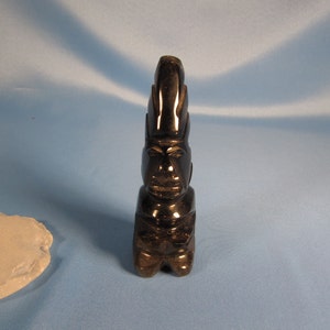 OBSIDIAN STATUE of AZTEC Figure, Obsidian Statue, Mexican Carved Obsidian Statue, Gold Sheen Obsidian Statue, Small Mexican Reproduction god