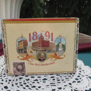 CIGAR BOX HANDKERCHIEFS 1891 jR mASSEMAN, Reproduction of antique cigar box made to hold mens handkerchiefs, small cigar box,antique reprodu