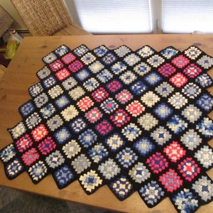 VINTAGE CROCHETED AFGHAN,Handmade Multi-Colored Small Afghan,Large Handmade Throw size, Long Throw handmade afghan,Throw Afghan 40 inch long