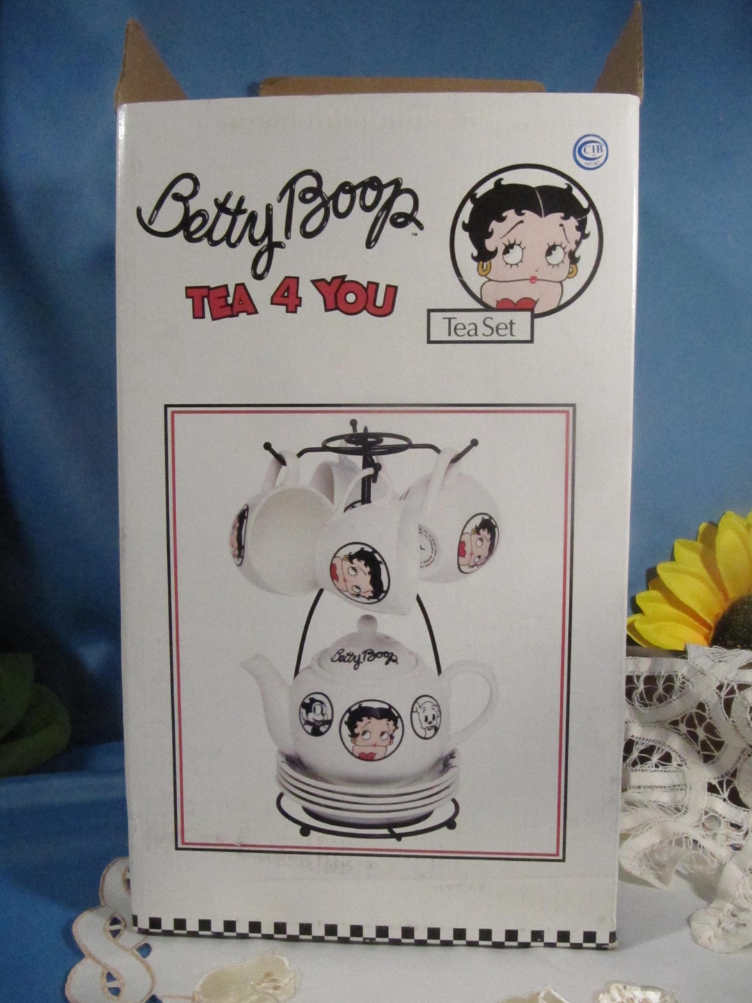 VINTAGE BETTY BOOP Tea Set With Caddy Tee for Four With Betty Etsy