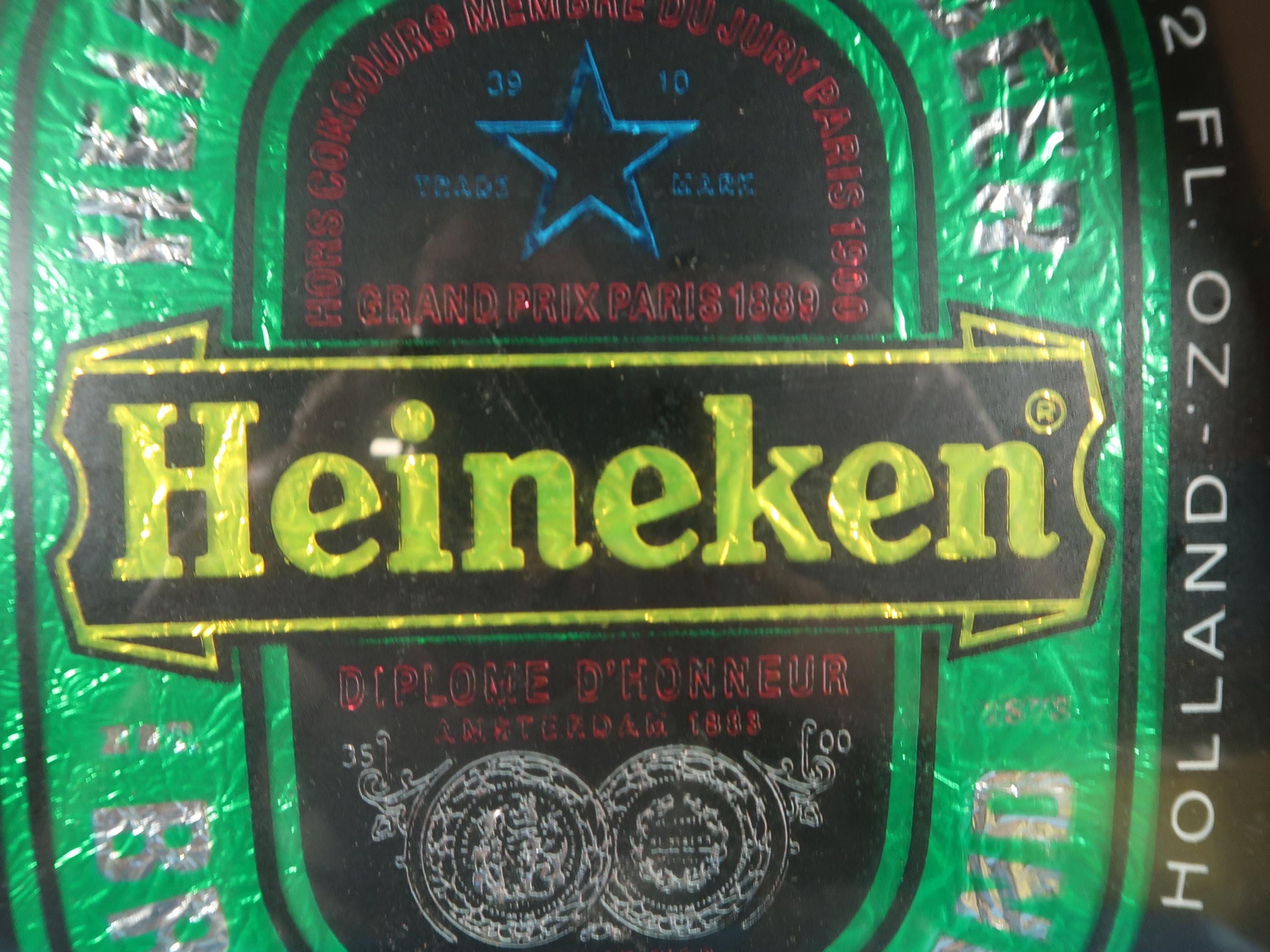 HEINEKEN BAR SIGN, Heineken Glass Bar Sign With Wood Frame 