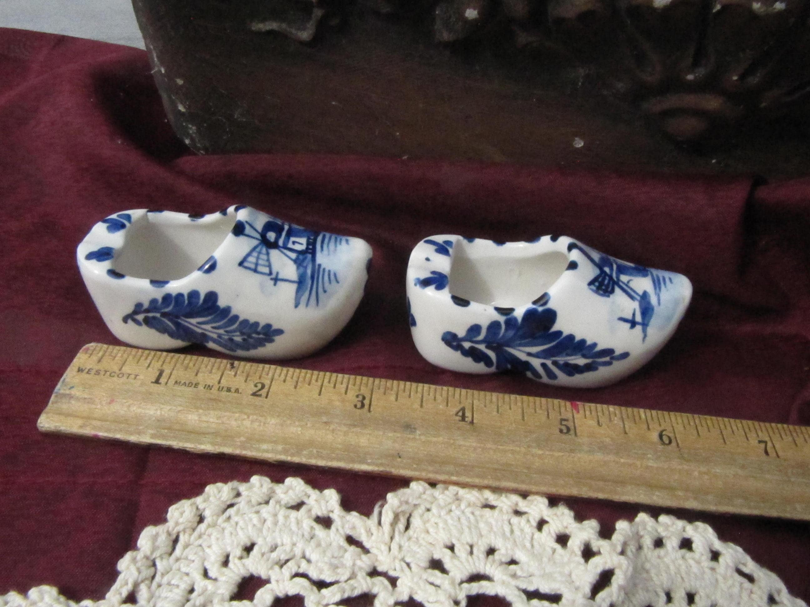 希少 vintage ビンテージ オランダ 小さな木靴 デルフト焼 陶器 オランダ伝統工芸品 デルフト焼き（デルフト陶器）ミニチュア靴