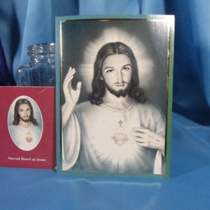 Heilig Hart van Jezus Noveen, Antieke Heilig Hart Beeld, Heilig Hart Print Van 1961, Ingelijst Heilig Hart Beeld, Vintege Religieuze Gift