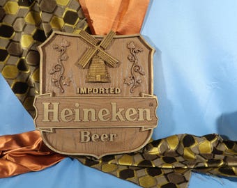 PLACA DE BAR HEINEKEN, Heineken Brown 1983 Placa de plástico Heineken Man Cave Placa de bar, Placa de bar Cerveja Heineken Cerveja Vintage Man Cave Placa de bar