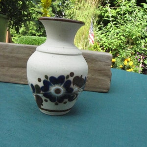 TONALA MEXICO VASE,Tonala Ceramic Stoneware Vase with Floral Design,Mexico hand painted signed Mexico,Antique Handpainted Tonala Vase