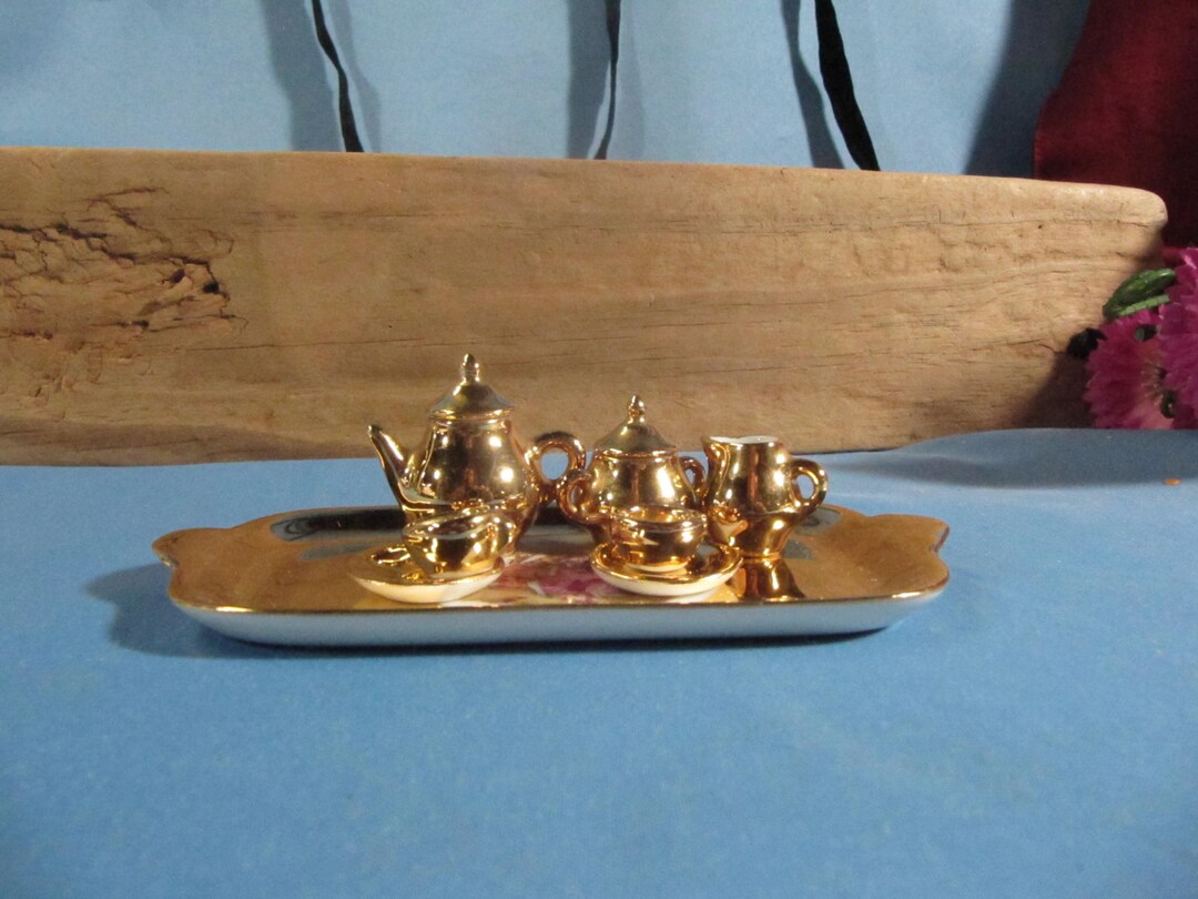 LIMOGES MINIATURE TEA Set, Porcelaine D Art Limoges Rp France Small Tea Set France, Miniature