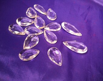 CHANDELIER TEARDROP CRYSTALS, Hanging Crystals, Prisms, 1950's Chandelier Crystals