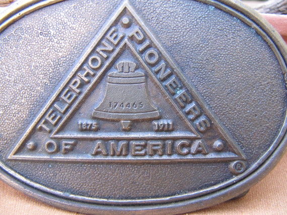 VINTAGE BELT BUCKLE, Antique Telephone Pioneers o… - image 2