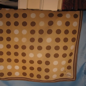 RARE ANTIQUE VERA Scarf, Original Vera Neumann Scarf with white and brown polka dots, Vera Scarf made in Italy,all cotton Vera Scarf Italy