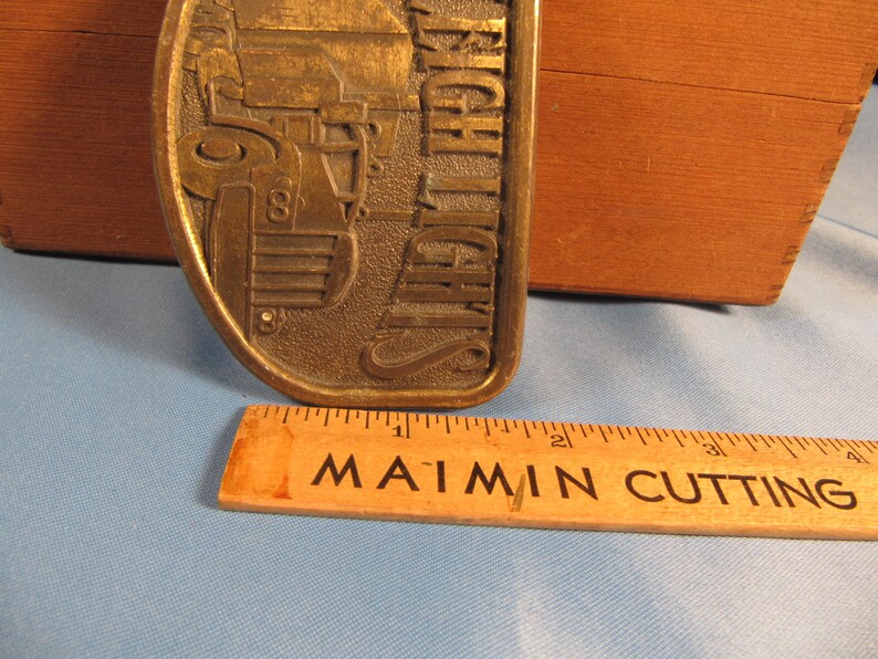 mens vintage collectable memorabilia Truckers Belt buckle of solid brass RALEIGH LIGHTS BELT Buckle Solid Brass Belt buckle Raliegh Lights