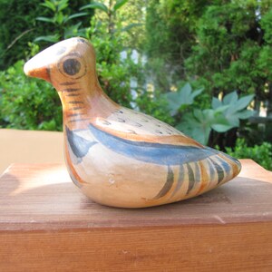 TONALA SMALL DOVE, Pottery Cow Hand painted Tonala, Ceramic dove from Mexico handpainted signed Mexico, Antique Handpainted Tonala
