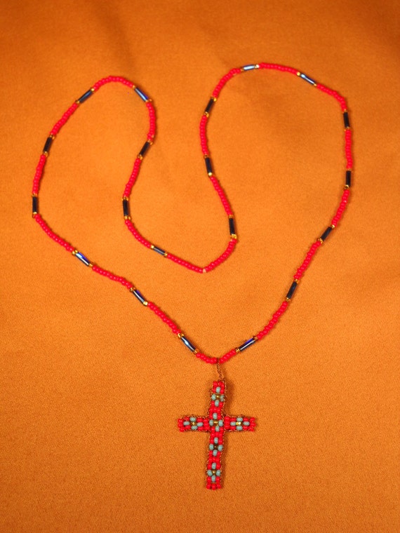 Native american beaded cross best sale necklace