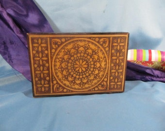 Pyrography Decorated Wooden Box, Tatra Polish Folk Art Storage, Made in Poland