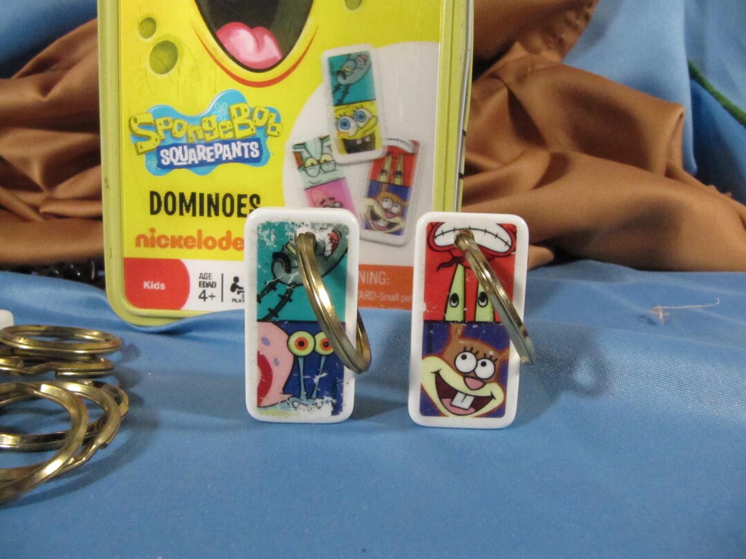 KEY RING With SPONGEBOB Squarepants Domino Tile, Domino Tile Key-chain ...