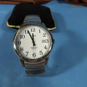 TIMES MENS INTIGLO wr 3m Watch, Wrist watch with stretch, Day date calendar, Vintage mens watch, Mens large Wrist watch for l