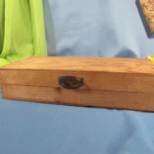 ANTIQUE WOOD BOX, Antique wood chest with lid, rustic Very old wood box, Folk Art Homemade Box with latch, Old Barn Like Box Chest with Lid