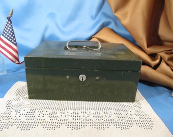ASCO Metal Lock Box, Antique Combination Lock Box, Vintage Safe Box, Lock Cash Box, Combination Lock Stash Box, Safety Deposit Box With Key