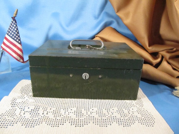 vintage us safe box 金庫 ASCO Metal Lock Box, Antique Combination Lock Box, Vintage Safe