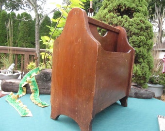 Vintage Magazine Rack, Vintage Magazine Holder, Wood Magazine