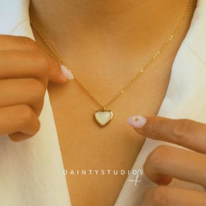 Heart Pendant Necklace, 18k Gold Necklace, Dainty White Heart Shape Necklace, Valentines Gift, Anniversary Gift For Her, Minimalist Necklace