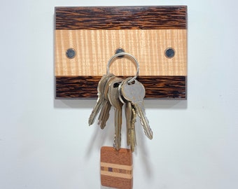 3 Magnetic Key Holder SECONDS - Wall Hanging, Hard Maple & Black Palm