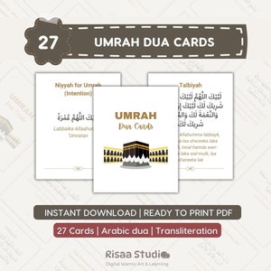 27 Flashcards de Umrah Duas Aprendendo Cartões de Dua Umrah Imprimíveis Guia de Preparação Educacional para Umrah Flashcards de Súplica para Umrah Aprenda