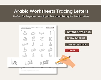 Arabic Letters Tracing Worksheet Learn Arabic Alphabet Practice Writing Arabic Handwriting Educational Resource for Kids Beginners