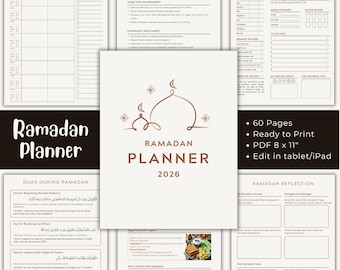 Minimalistischer Ramadan-Planer 2026: Journal tägliches Quran Habit Tracker (digitaler Download)