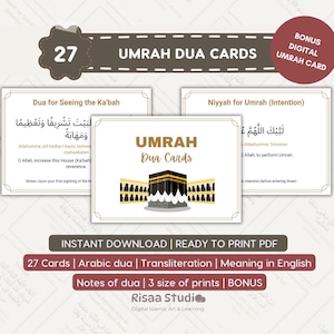 27 Tarjetas didácticas de Umrah Duas Aprendizaje Tarjetas de regalo Dua Umrah Imprimibles Guía educativa de preparación para la Umrah Aprendizaje de tarjetas didácticas Umrah de súplica