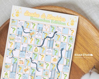 2026 Ramadan Kinder Aktivität: Islamische Arbeitsblatt, Schlange & Leitern Spiel (druckbar)
