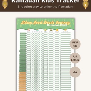 Calendario del Ramadan 2026 per bambini, tabella delle buone azioni, pianificatore di attività islamiche, calendario del Ramadan e materiale didattico divertente stampabile per famiglie musulmane