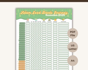 Ramadan 2026 Tracker für Kinder Gute Taten Diagramm Islamischer Aktivitätsplaner Ramadan Kalender und lustiges druckbares Printable für muslimische Familien