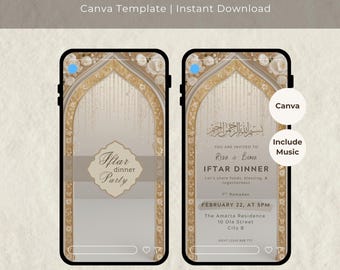 Ramadan Iftar Dinner Einladung: Animierte Einladung (Canva bearbeitbar, digitaler Download)