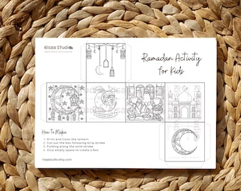 Ramadan Druckbare Aktivität DIY Ramadan Box Färbung Handwerk Kinder Islamische Dekoration Ramadan Handwerk Spaß zum Ausdrucken für Kinder Muslimische Aktivität