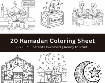 2026 Ramadan Kids Aktivität: 20 Ramadan Sheet zum ausmalen