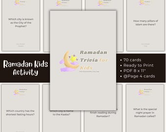 Ramadan Spiel Trivia Karten Ramadan Aktivität für Kinder und Erwachsene Muslimische Busy Karten Spaß Familienspiel Islamisches Lernen Printable