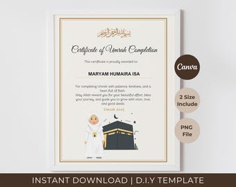 Personalisierte Umrah-Urkunde für Kinder: Islamischer Pilgermeilenstein (Digitaler Download)