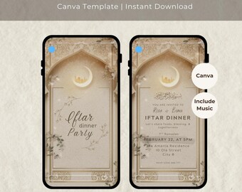 Ramadan Iftar Dinner Einladung: Animierte Einladung (Canva bearbeitbar, digitaler Download)