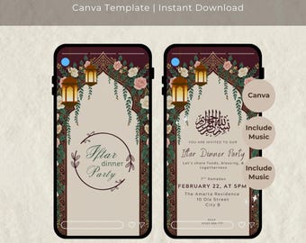 Ramadan Iftar Dinner Einladung: Animierte Einladung (Canva bearbeitbar, digitaler Download)